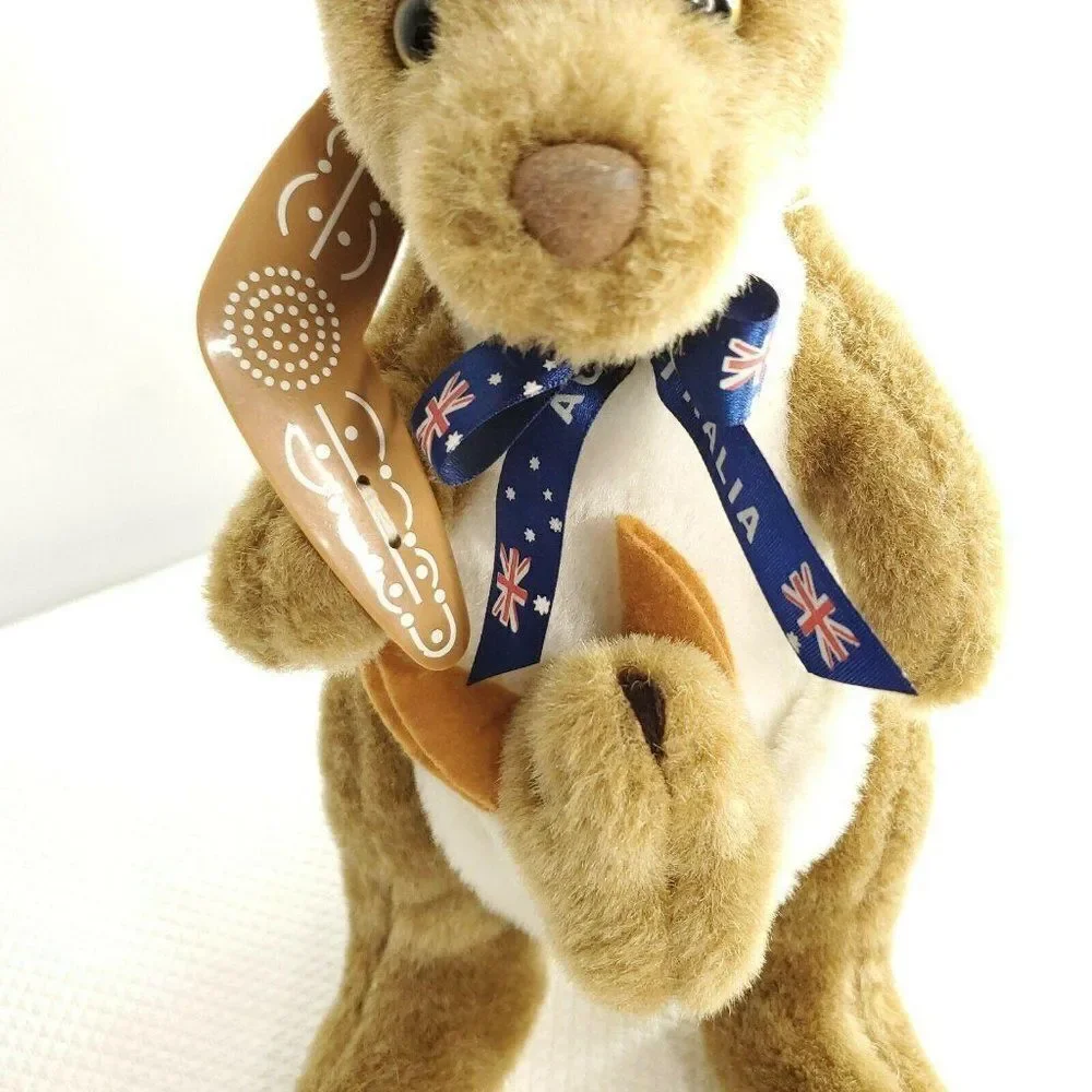 Australia Souvenir Kangaroo with Joey Boomerang Stuffed Animal Plush
